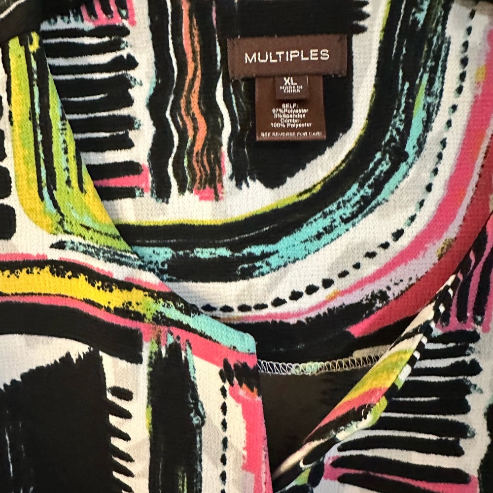 💓Multiples Black Multicolor Abstract Print Top💓 - image 3